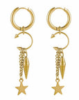 Aelin Luxe 18k Gold Plated Statement Dangle  Star Charm Hoop Earrings