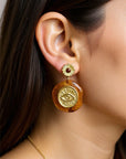 Artemis Luxe 18k Gold Plated Mystic Eye Amber Statement Earrings