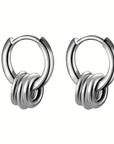 Kingsley Triple Hoop Detail Stainless Steel Hoop Earrings