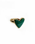 Hellie 18k Gold Plated Green Stone Adjustable Heart Ring