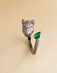 Suri Silver Tone Jewelled Panther Ring