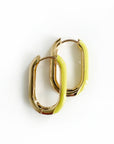 Harper Fluro Yellow Oval Hoop Earrings