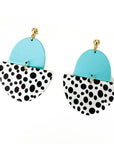 Lottie Turquoise & Monochrome Polka Dot Statement Earrings