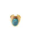 Azaria Luxe 18k Gold Plated Turquoise Oval Stone Ring