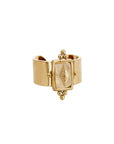 Luna Luxe 18k Gold Plated Wide Band Irregular Crystal Ring