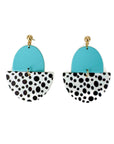 Lottie Turquoise & Monochrome Polka Dot Statement Earrings