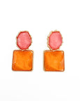 Sienna Bold Pink and Orange Drop Statement Earrings