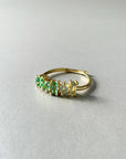 Eden Luxe 18k Gold Plated Green  Multi Jewelled Ring