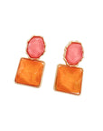 Sienna Bold Pink and Orange Drop Statement Earrings