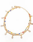 Summer Luxe 18k Gold Plated Double Layer Jewel Anklet