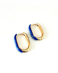 Harper Blue Oval Hoop Earrings
