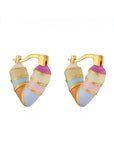 Capri Candy Stripe Enamel Mini Heart Hoop Earrings
