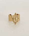 Luna Luxe 18k Gold Plated Wide Band Irregular Crystal Ring