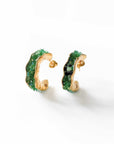 Arielle Green Crystal Textured Hoop Earrings