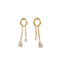 Maia Luxe 18k Gold Plated Snake Chain Drop Earrings with Teardrop Crystals