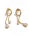 Maia Luxe 18k Gold Plated Snake Chain Drop Earrings with Teardrop Crystals