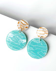 Lainey Acrylic Aqua Disc Earrings