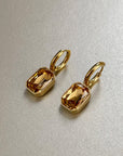 Rani Luxe 18k Gold Plated Amber Jewel Earrings