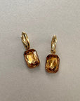 Rani Luxe 18k Gold Plated Amber Jewel Earrings