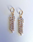 Celestina Luxe 18k Gold Plated Jewelled Feather Earrings