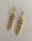 Celestina Green Jewelled Feather Earrings