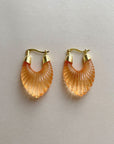 Apricot Ridged Hoop Earrings 