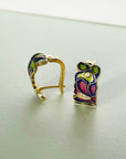 Dahlia Green Enamel Earrings