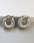 Vesper Luxe Silver Chunky Ridged Hoops