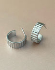 Alexa Luxe Silver Ridged Hoops