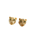 Zuri Luxe 18k Gold Plated Small Jewelled Panther Stud Earrings