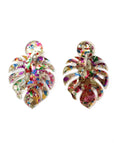 Tropica Monstera Leaf Acrylic Statement Earrings