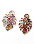 Tropica Monstera Leaf Acrylic Statement Earrings