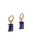 Amara Luxe Gold Plated Deep Purple Gemstone Hoop Earrings