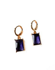 Amara Luxe Gold Plated Deep Purple Gemstone Hoop Earrings