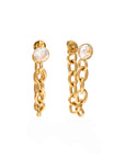 Solenne 18k Gold Plated Crystal Chain Drop Earrings