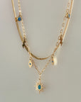 Cleopatra 18k Gold Plated Double Layered Charm Necklace