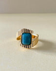 Riva Luxe 18k Gold Plated Apatite Stone Deco Ring