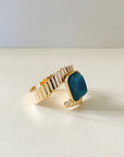 Riva Luxe 18k Gold Plated Apatite Stone Deco Ring