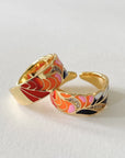 Cerelia Adjustable Coral Enamel Ring