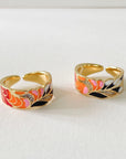 Cerelia Adjustable Coral Enamel Ring