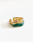 Jolie Wide Gold and Green Ring