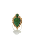 Adhira Luxe 18k Gold  Plated Green Teardrop Stone Ring