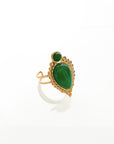 Adhira Luxe 18k Gold  Plated Green Teardrop Stone Ring