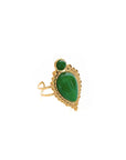 Adhira Luxe 18k Gold  Plated Green Teardrop Stone Ring