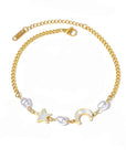Celesta Luxe 18k Gold Plated Pearl Charm Celestial Anklet