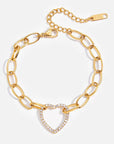 Amoréa Luxe 18k Gold Plated Crystal Heart Chain Bracelet