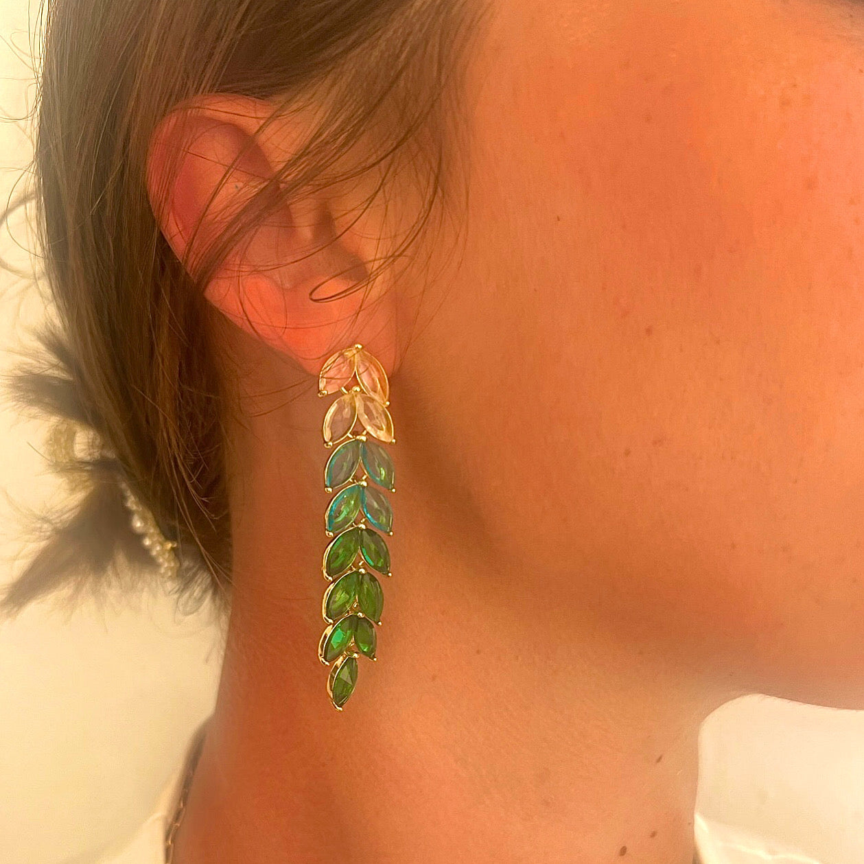 India Jewelled Ombre Drop Earrings