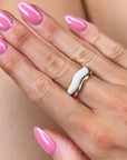 Jolie Wide Gold and Ivory Ring